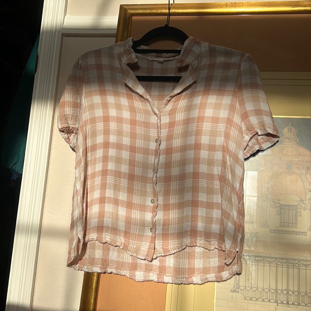Peach Cream Botton Down Blouse